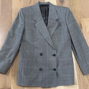 Vintage Burberry Gray Houndstooth Double-Breasted Blazer